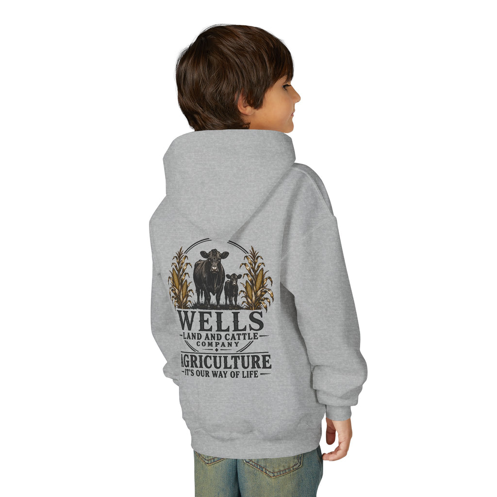 Youth Hoodie — Wells Land & Cattle Agriculture Graphic