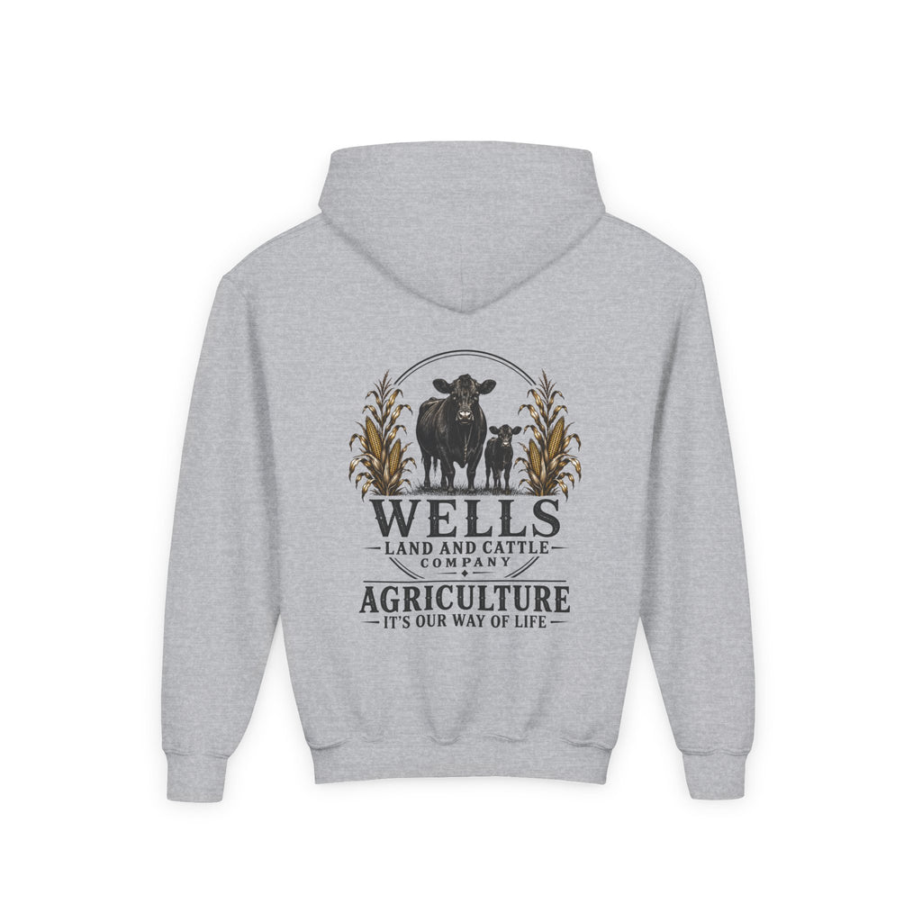 Youth Hoodie — Wells Land & Cattle Agriculture Graphic