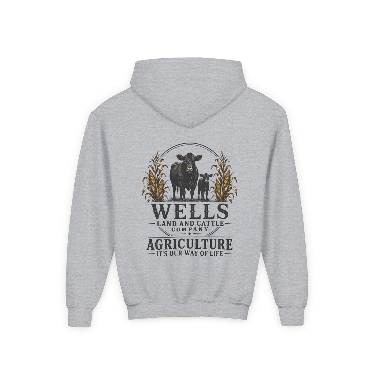 Youth Hoodie — Wells Land & Cattle Agriculture Graphic