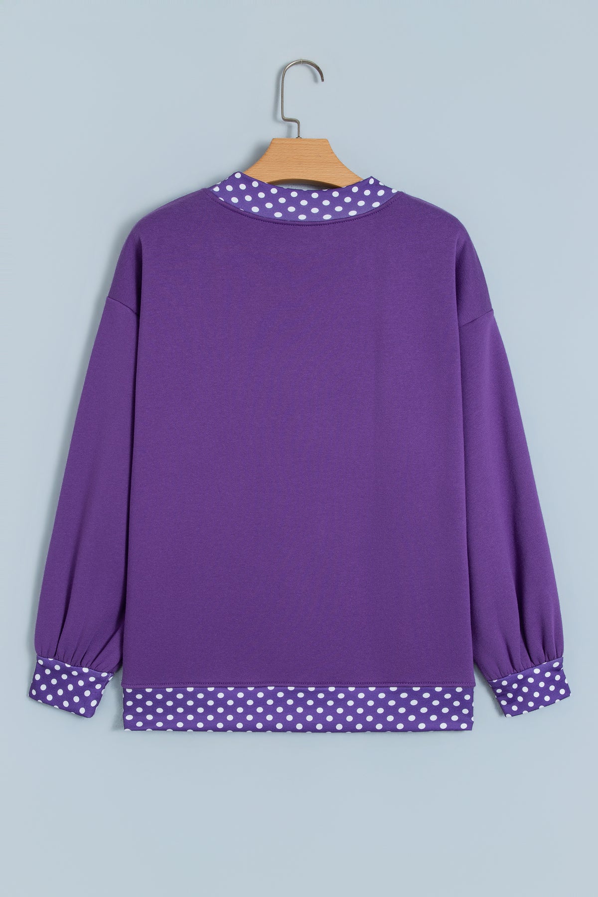 Brown Colorblock Polka Dot Contrast Trim Oversized Sweatshirt