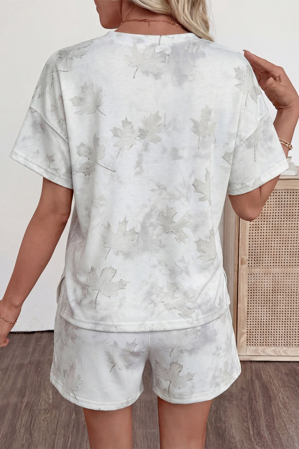 White Woodland Camouflage Casual 2pcs Short Set