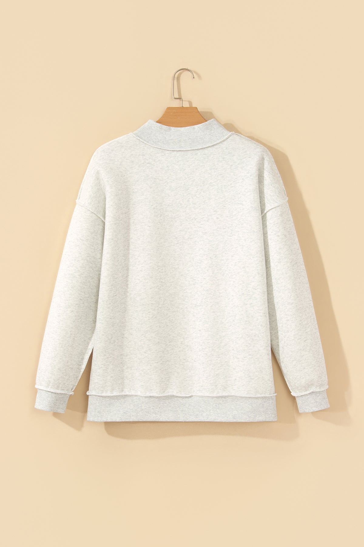 Gray MERRY Embroidered Letter High Neck Tunic Pullover Sweatshirt